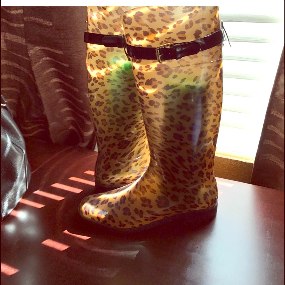 Ralph Lauren Cheetah Print Rain Boots NEW SZ 10